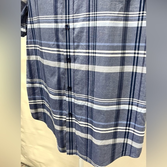 HART SCHAFFNER-MARX Men’s blue plaid short sleeve button down shirt size L - Picture 4 of 12